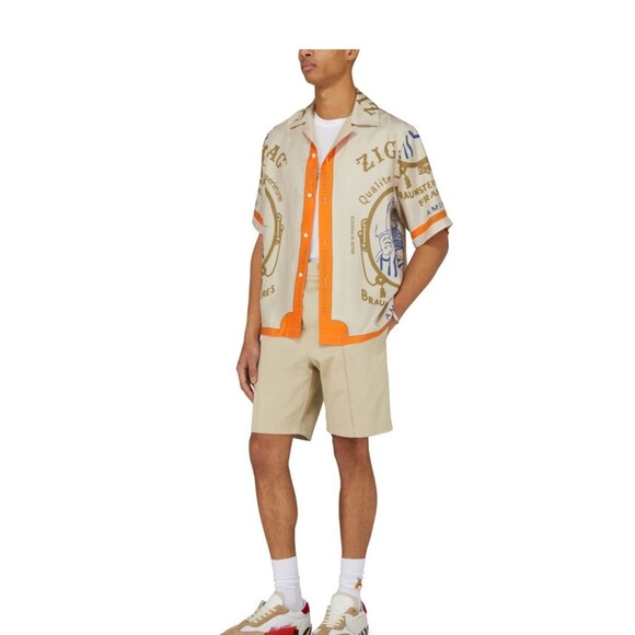 NWT Amiri  Zig-Zag Button Up Shirt Mens XXL All Over Print Short Sleeves - Picture 1 of 9